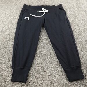Under Armour Pants Womens 1X Black Drawstring Jogger Sweatpants Workout Gym Run